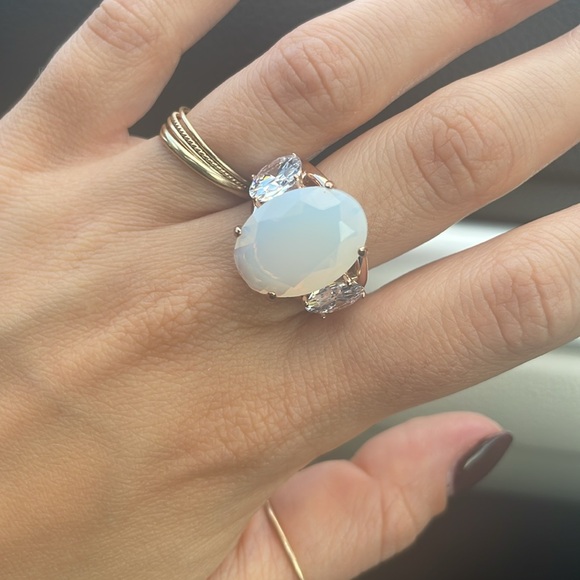 Jewelry - Size 6 rose gold tone stainless steel ring fire opal